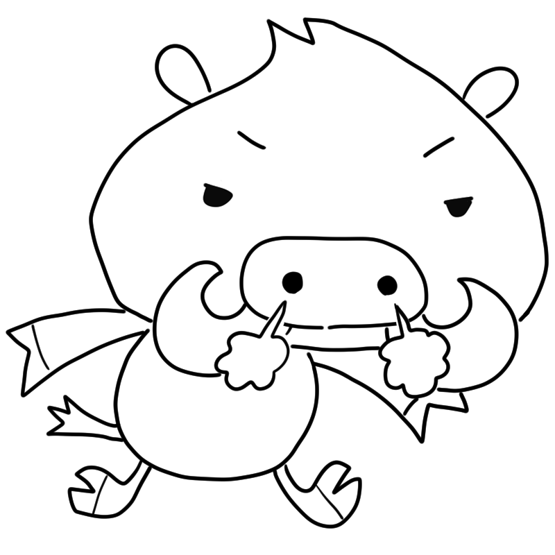 怒る猪のかわいいぬり絵