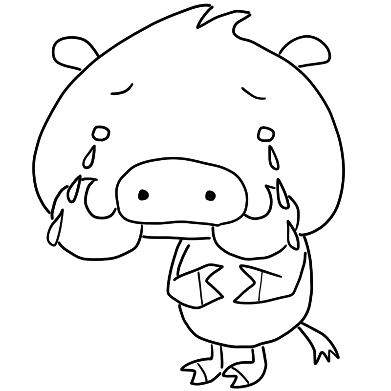 泣く猪のかわいいぬり絵