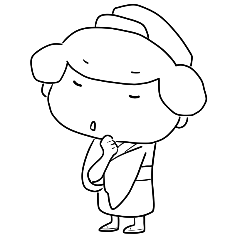 考える江戸の町娘のかわいいぬり絵