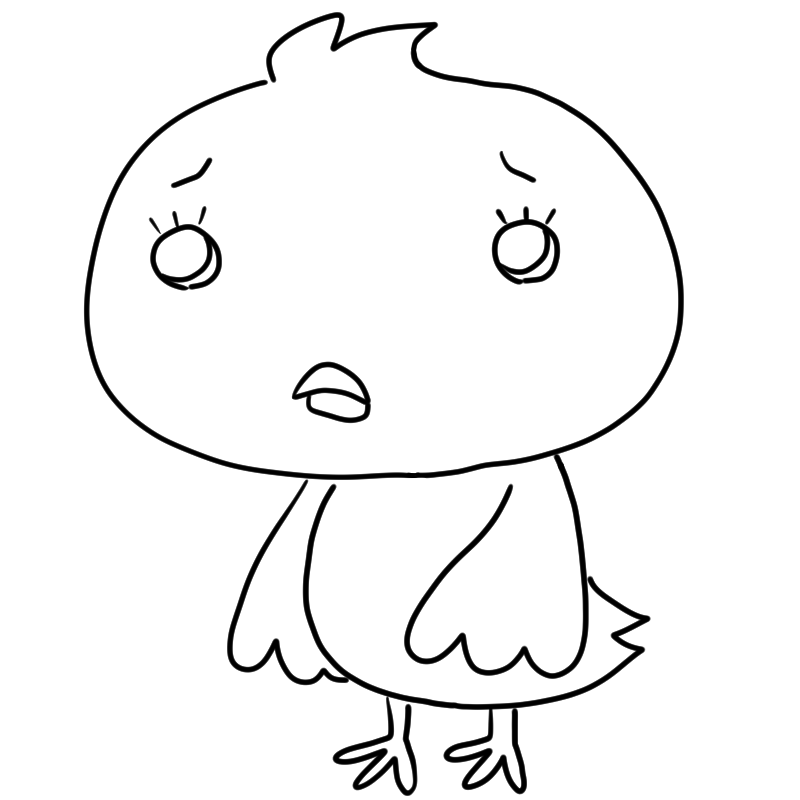 困るヒヨコのかわいいぬり絵