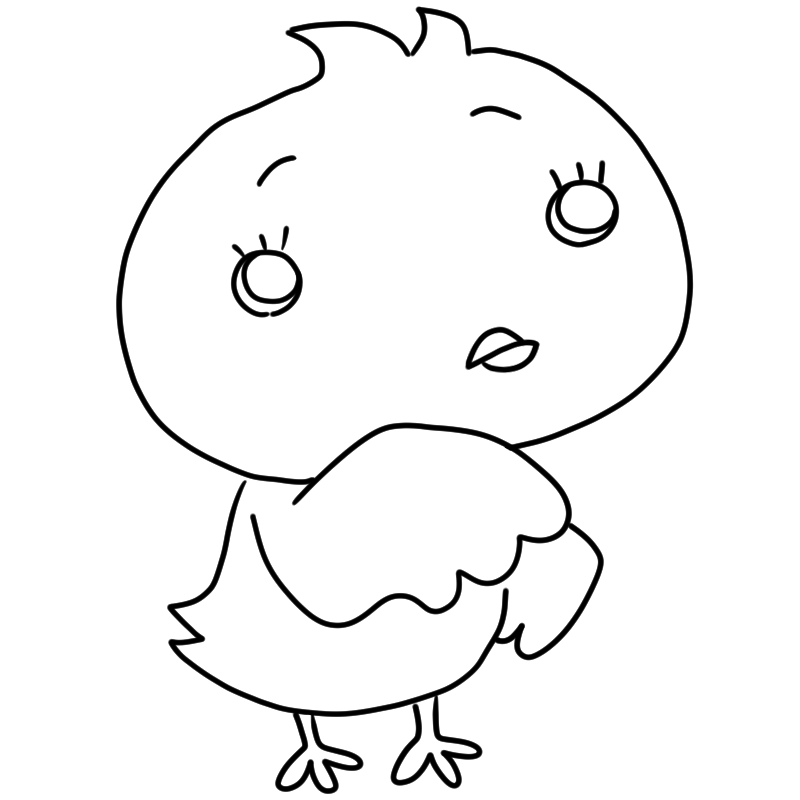 考えるヒヨコのかわいいぬり絵