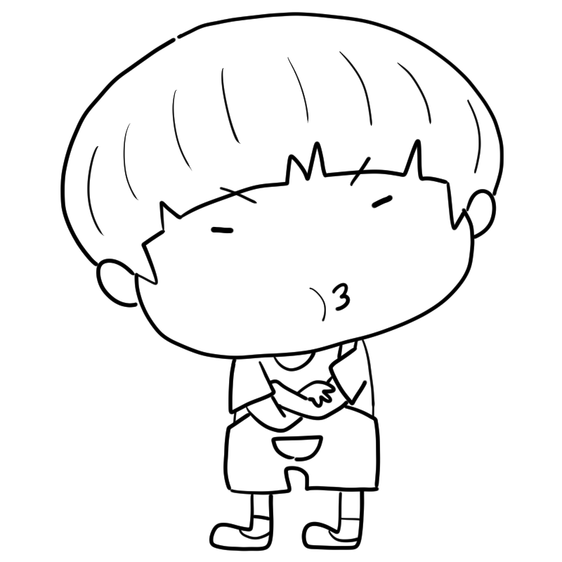 ふてくされる男の子のかわいいぬり絵