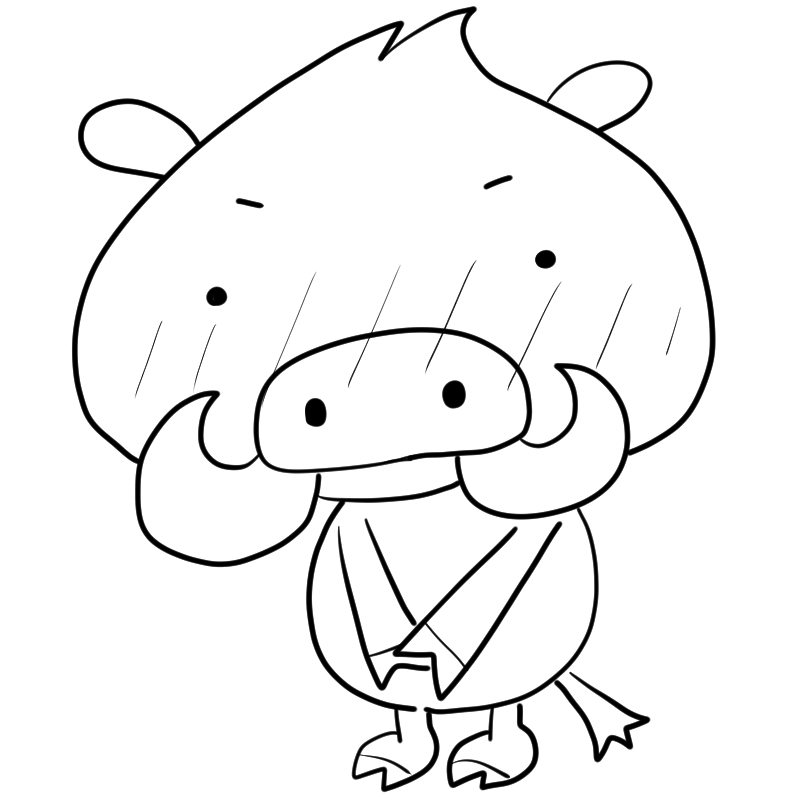 照れる猪のかわいいぬり絵
