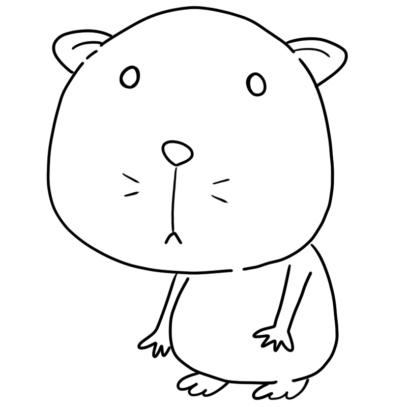 少し寂しそうなモルモットのかわいいぬり絵