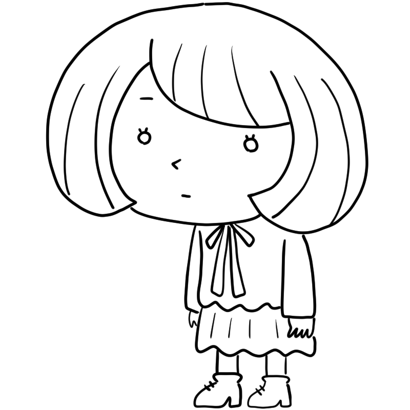 キョトンとするボブのゆるふわ女子のかわいいぬり絵