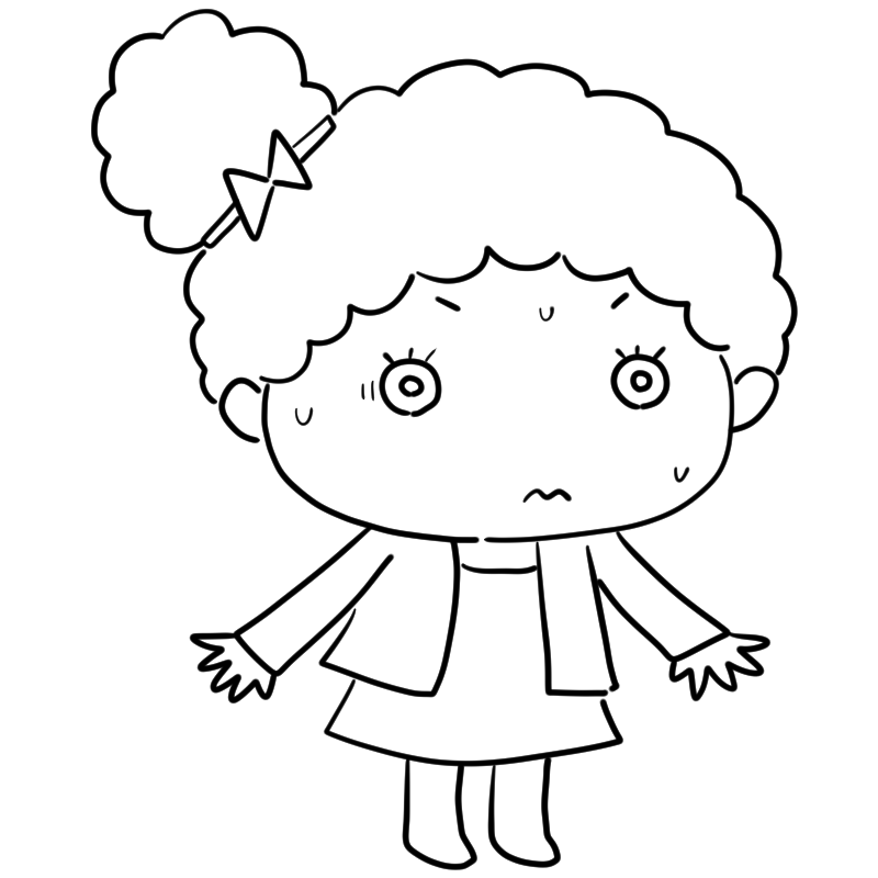緊張する黒人の女の子のかわいいぬり絵