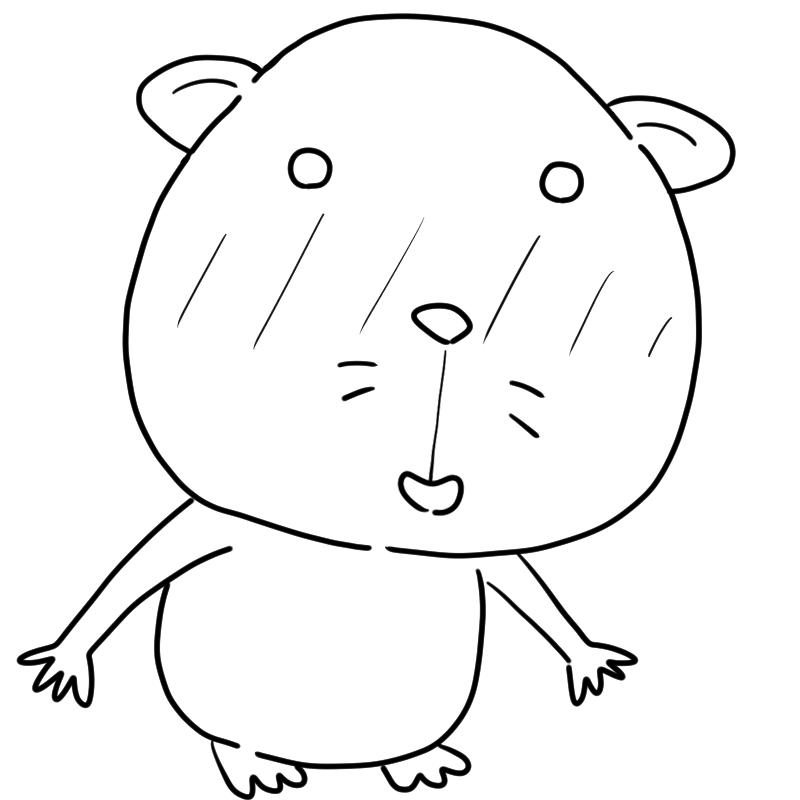照れるモルモットのかわいいぬり絵