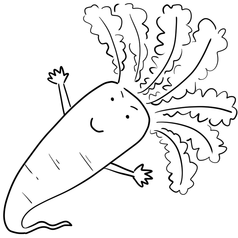 葉つきの大根のかわいいぬり絵