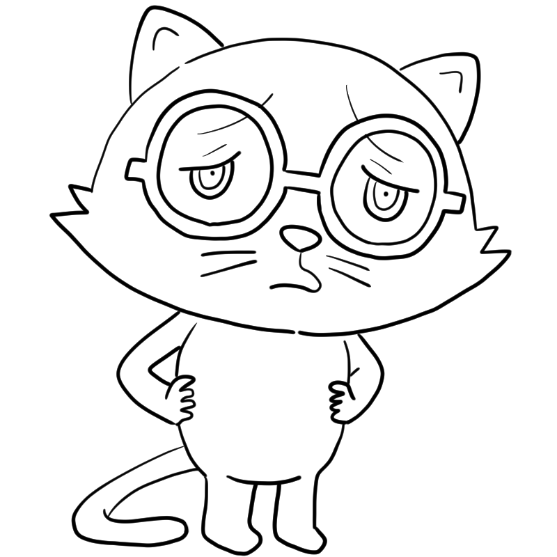 困る眼鏡の猫のかわいいぬり絵