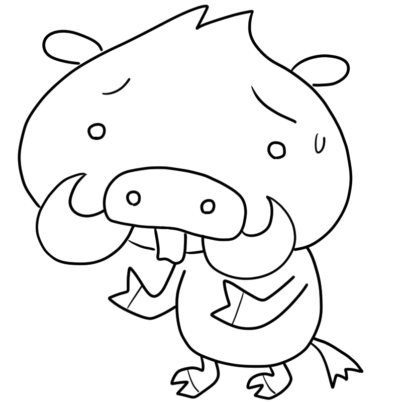 困る猪のかわいいぬり絵