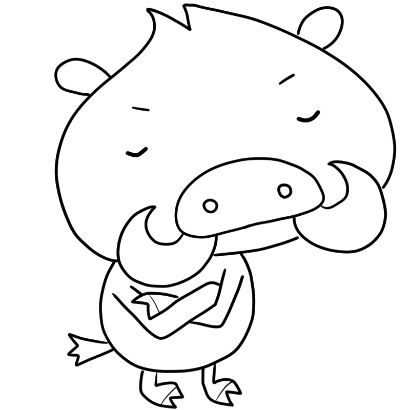 考える猪のかわいいぬり絵
