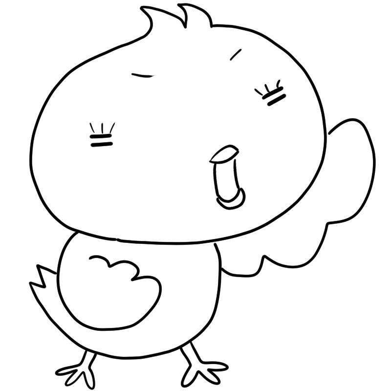 張り切るヒヨコのかわいいぬり絵