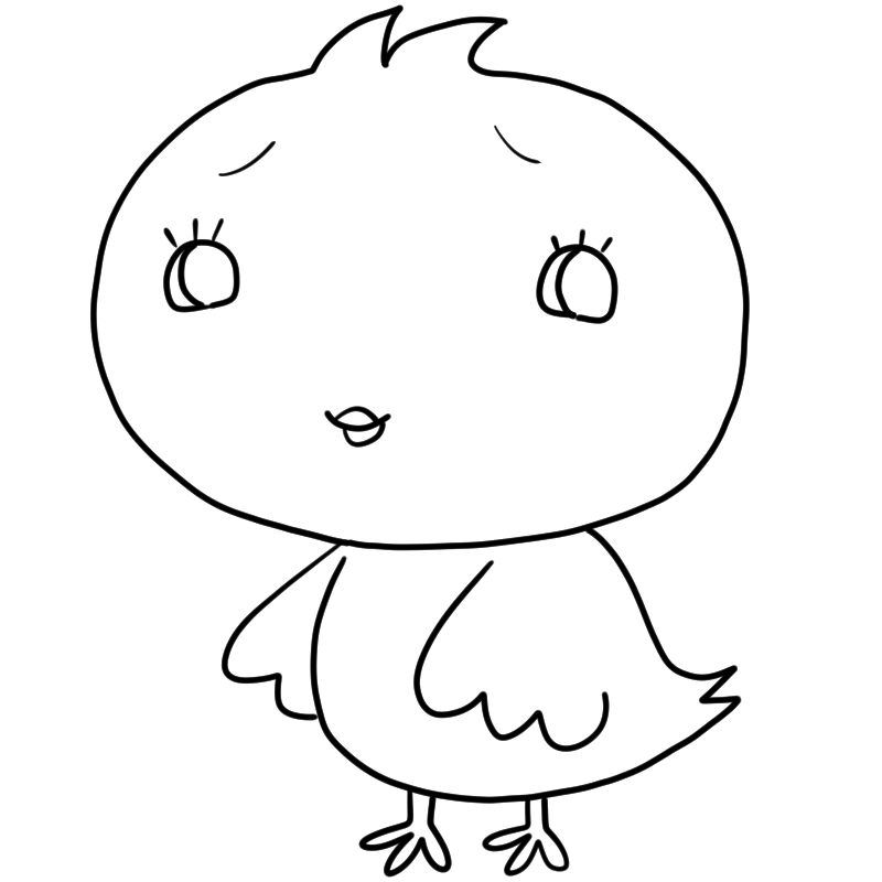 イラッとくる笑顔のヒヨコのかわいいぬり絵