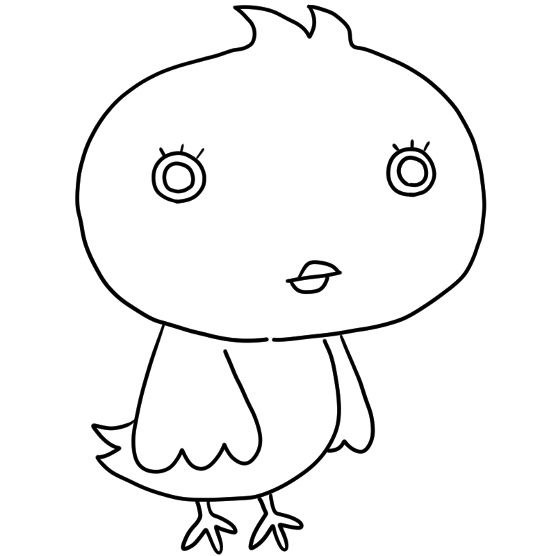 キョトンとするヒヨコのかわいいぬり絵