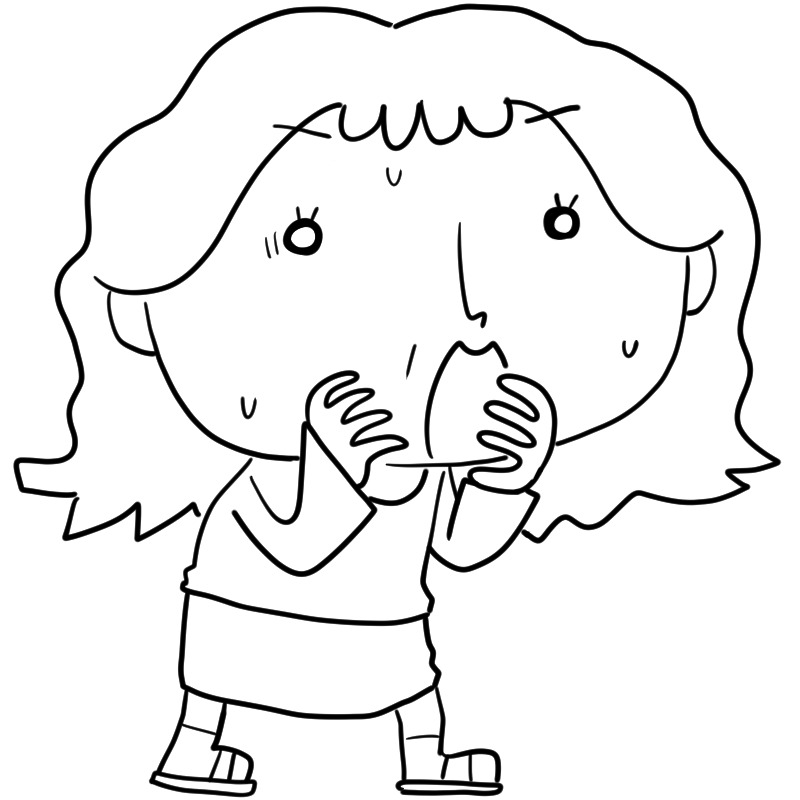 驚くおばさんのかわいいぬり絵