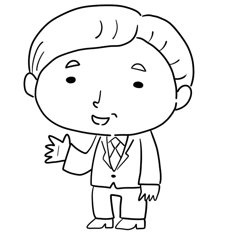笑顔のおじさんのかわいいぬり絵