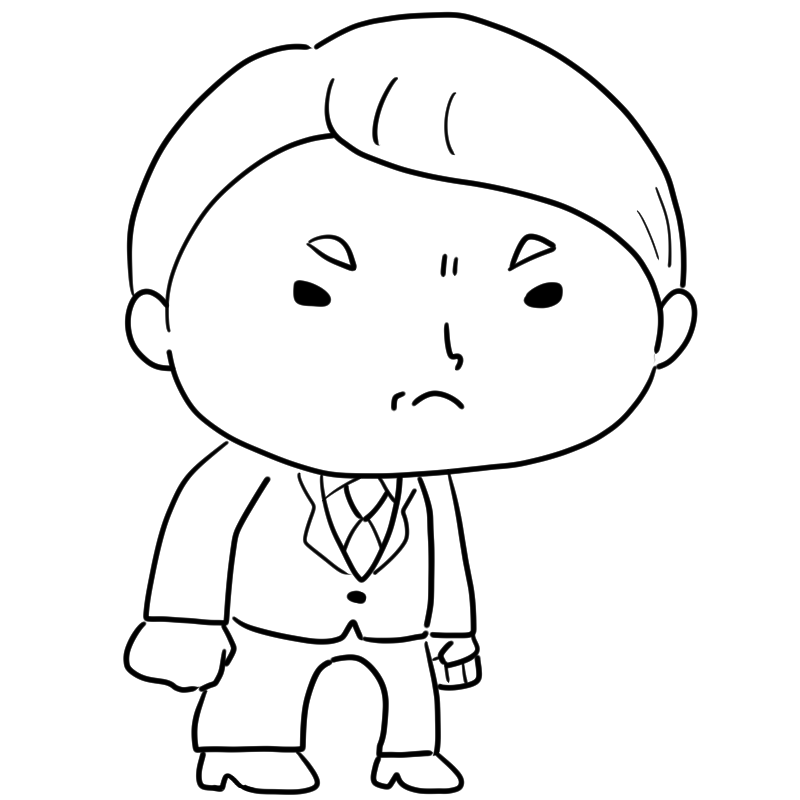 怒るスーツの中年男性のかわいいぬり絵