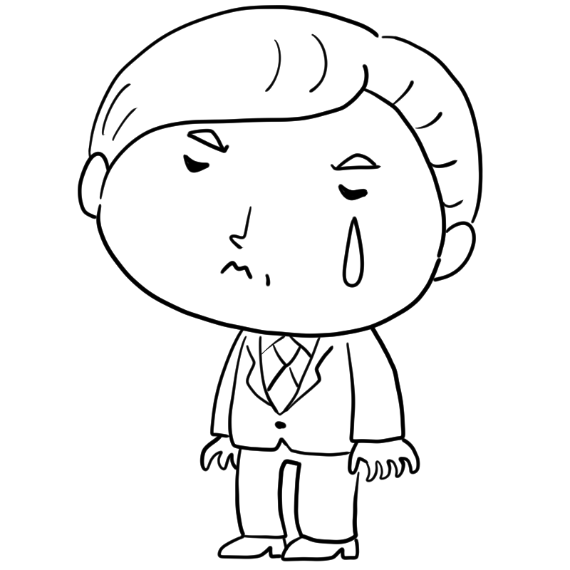 泣くスーツのおじさんのかわいいぬり絵