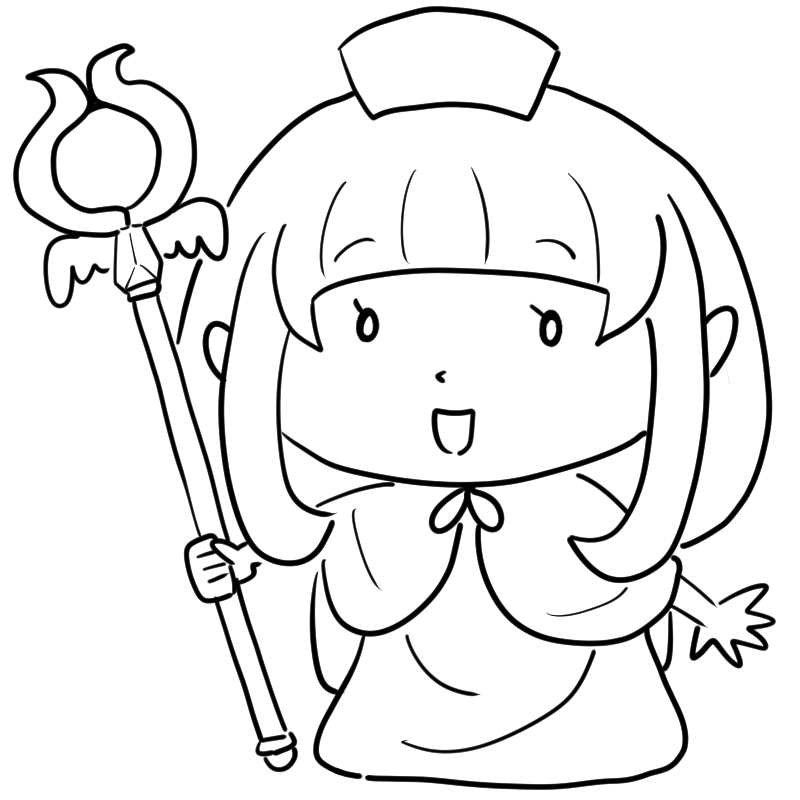 笑顔の白魔法使いのかわいいぬり絵