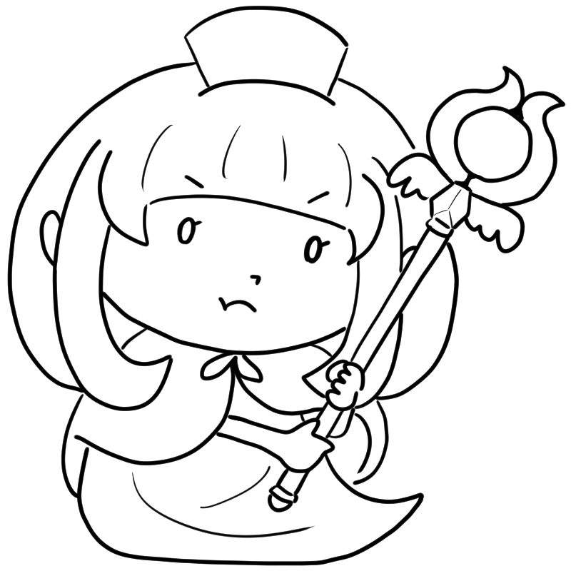 身構える白魔法使いのかわいいぬり絵