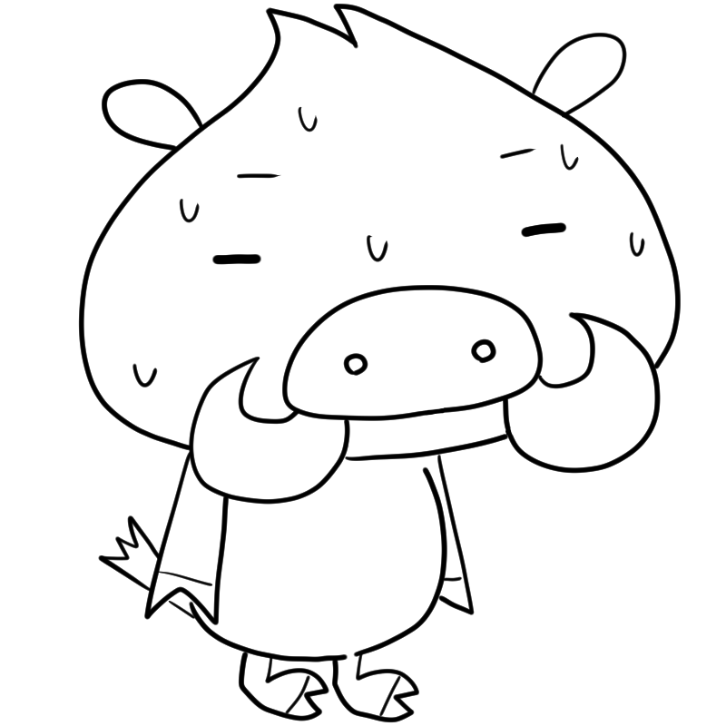 緊張する猪のかわいいぬり絵