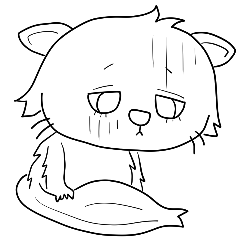 落ちこむペルシャ猫のかわいいぬり絵