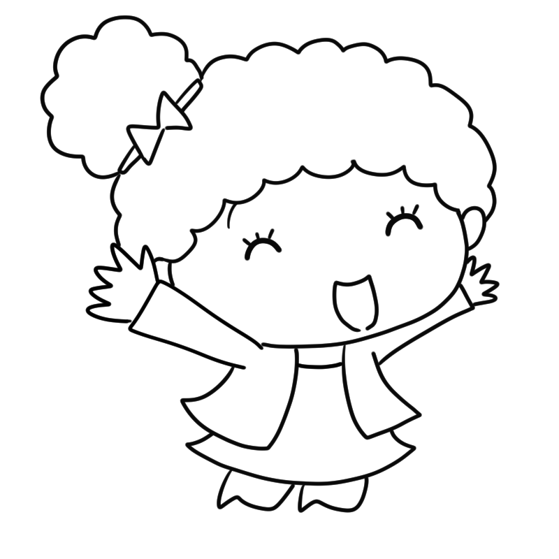喜ぶ黒人の女の子のかわいいぬり絵