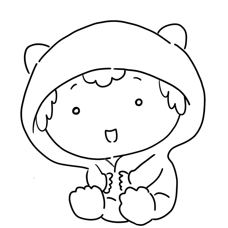 笑顔の着ぐるみ赤ちゃんのかわいいぬり絵