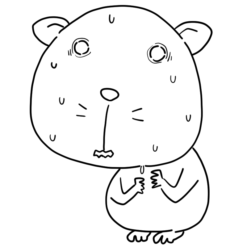怖がるモルモットのかわいいぬり絵