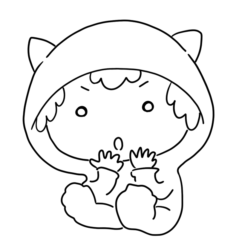 驚く着ぐるみ赤ちゃんのかわいいぬり絵