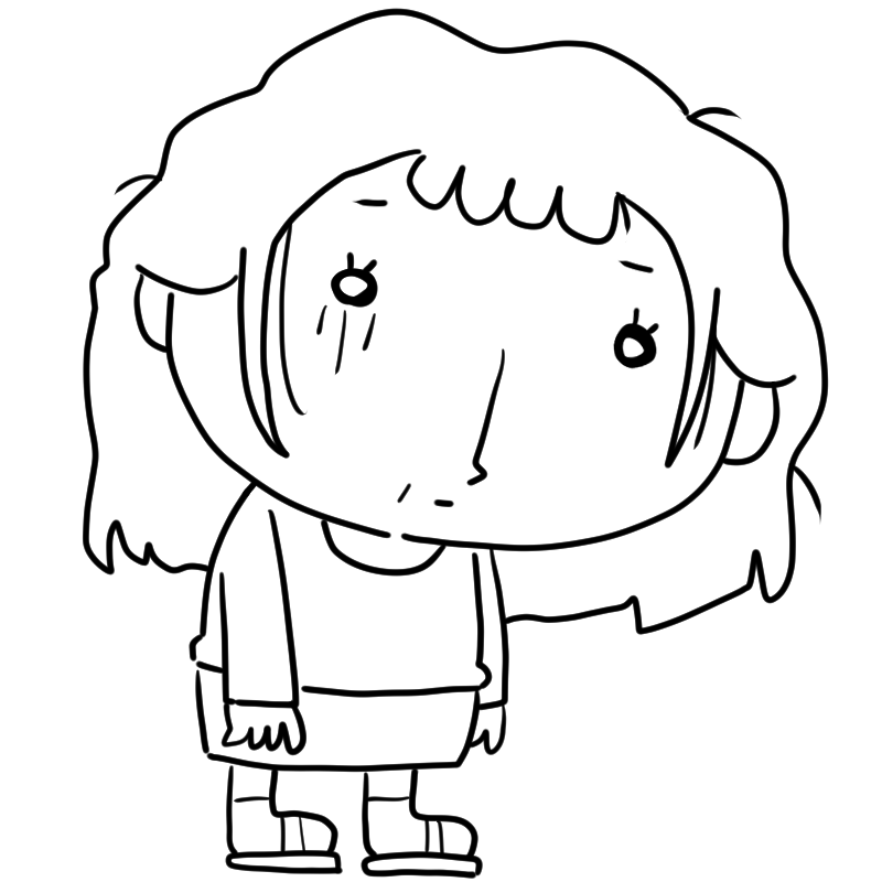 落ちこむおばさんのかわいいぬり絵