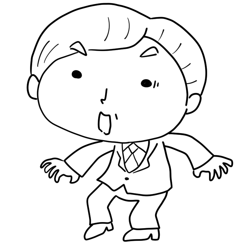 驚くスーツのおじさんのかわいいぬり絵