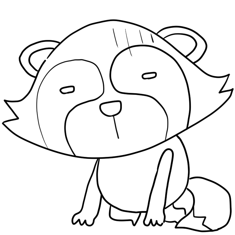 落ちこむタヌキのかわいいぬり絵