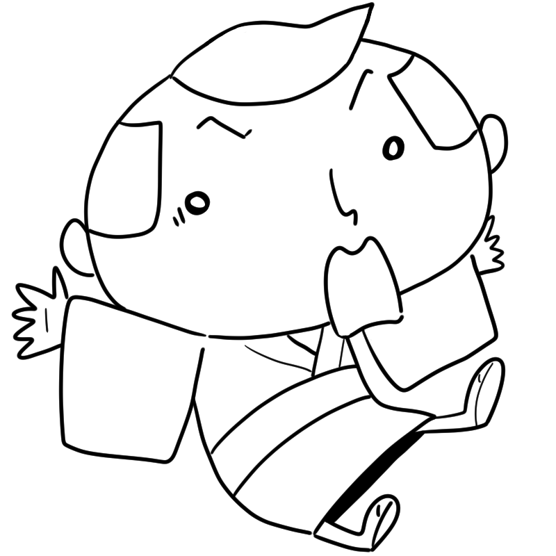 驚く江戸町人の男のかわいいぬり絵