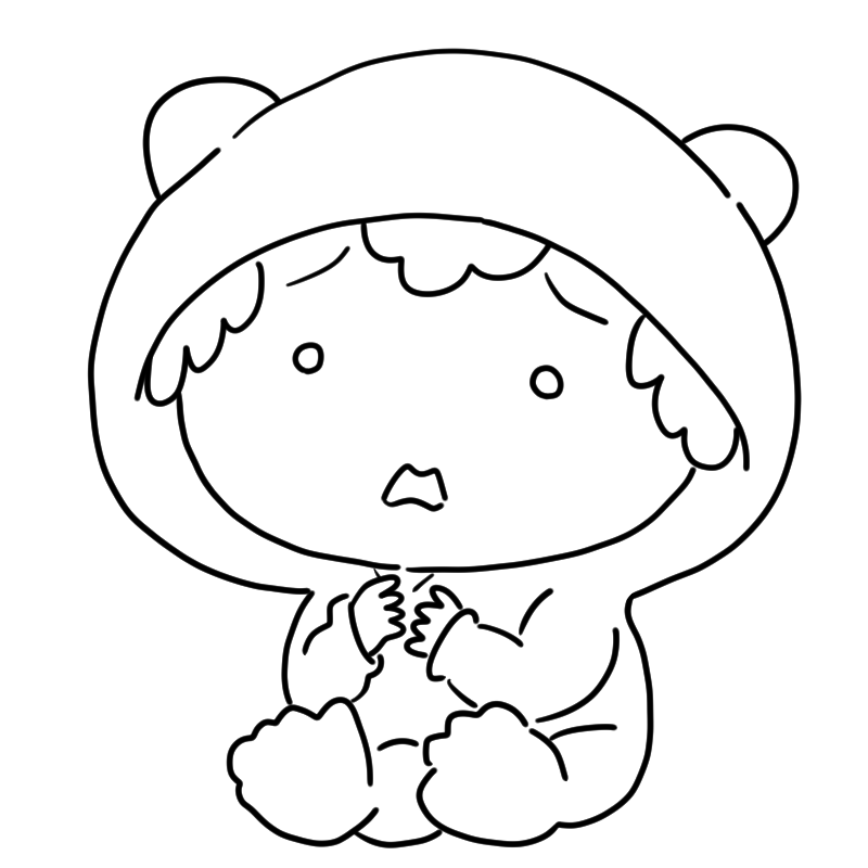 困り顔の赤ちゃんのかわいいぬり絵