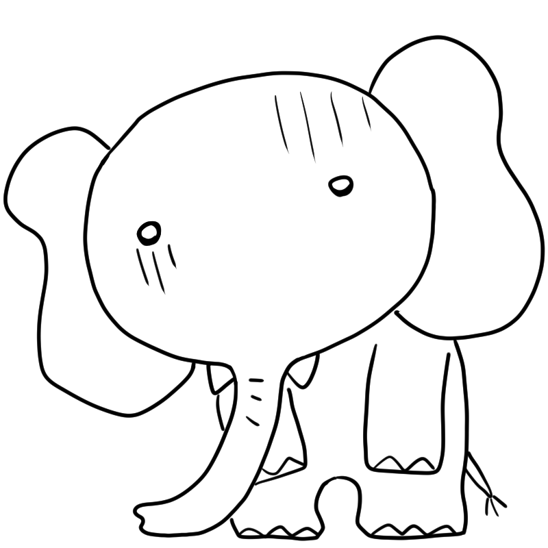 落ちこむ象のかわいいぬり絵