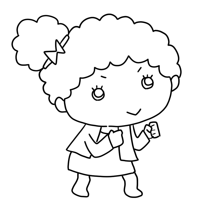 やる気に満ちた黒人の女の子のかわいいぬり絵
