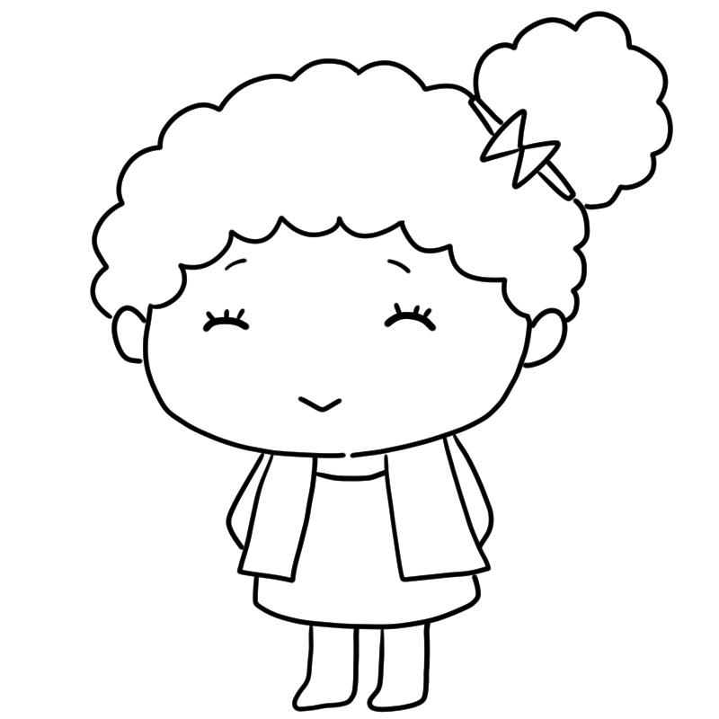 幸せそうな黒人の女の子のかわいいぬり絵