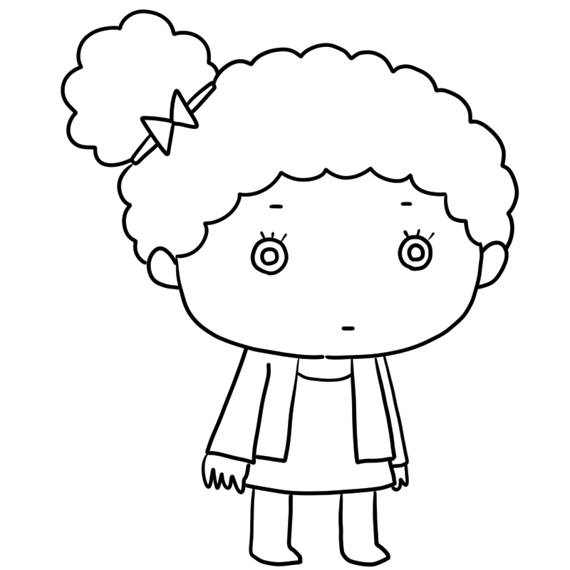 無表情の黒人の女の子のかわいいぬり絵