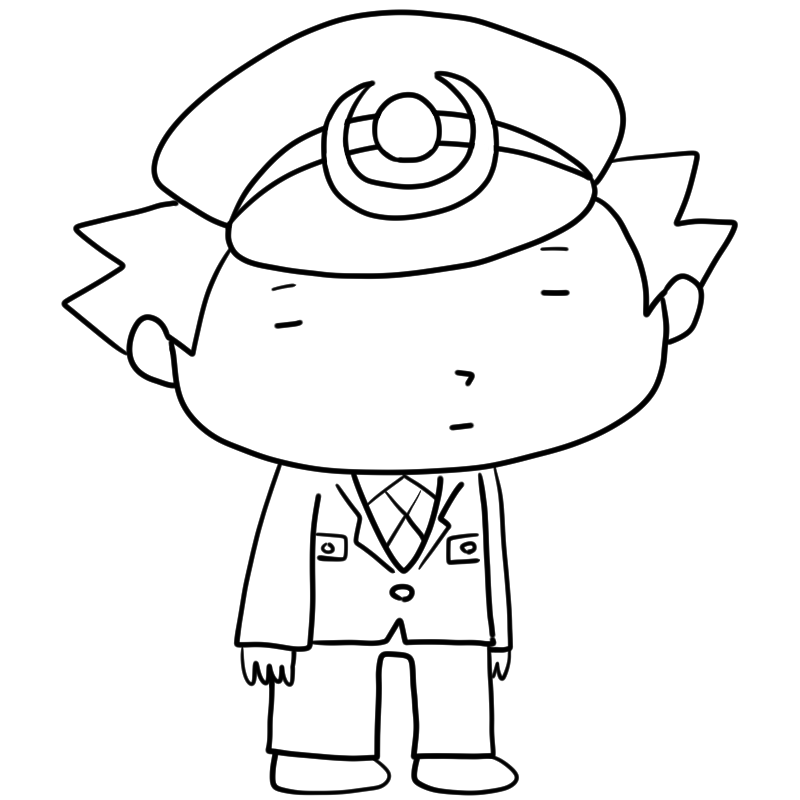 無表情の男性警察官のかわいいぬり絵