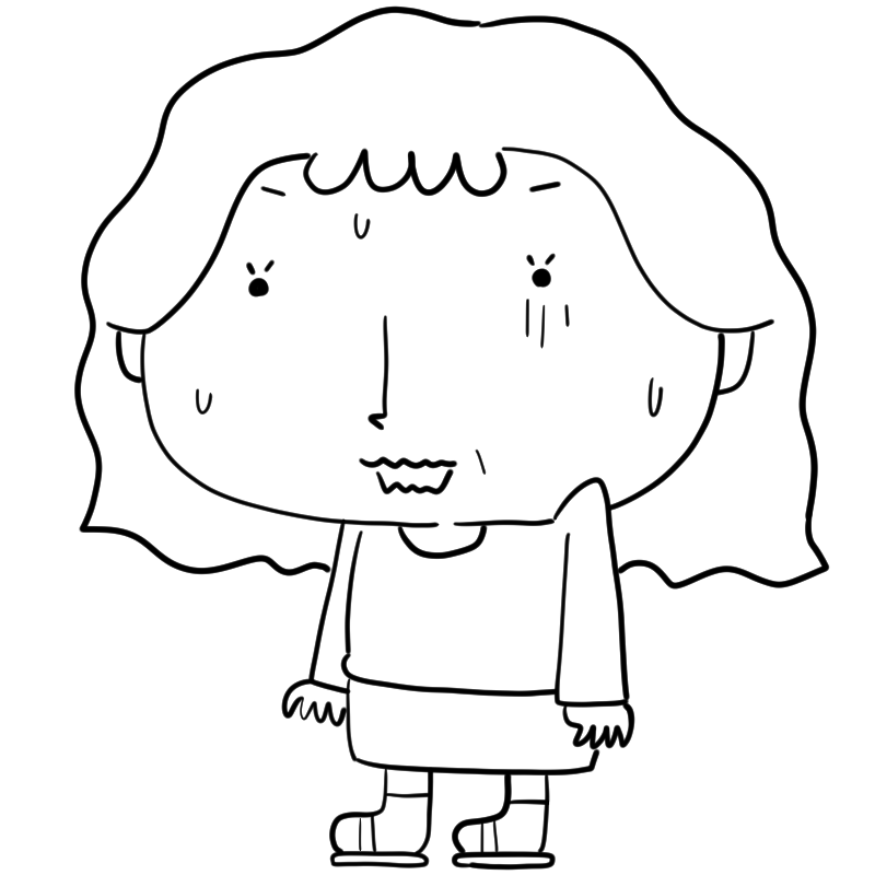 緊張するおばさんのかわいいぬり絵