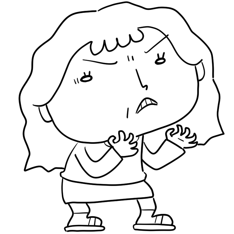 悔しそうな主婦のかわいいぬり絵