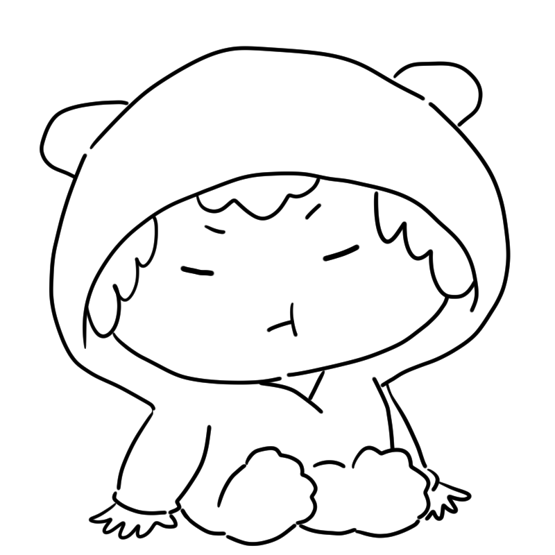 ふてくされる着ぐるみ赤ちゃんのかわいいぬり絵