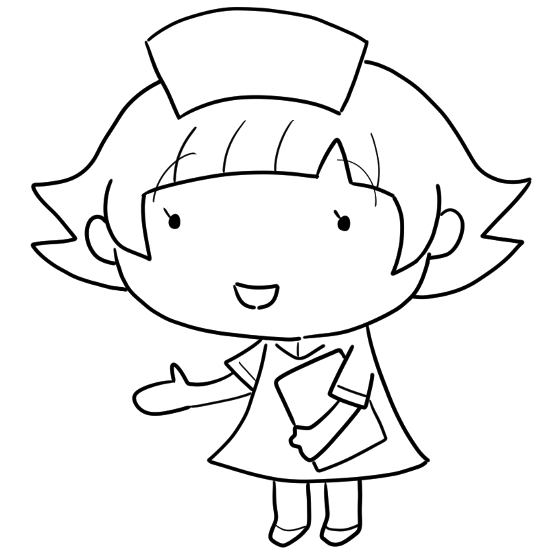 案内する看護師の女性のかわいいぬり絵