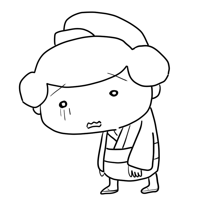 元気がない江戸の町娘のかわいいぬり絵