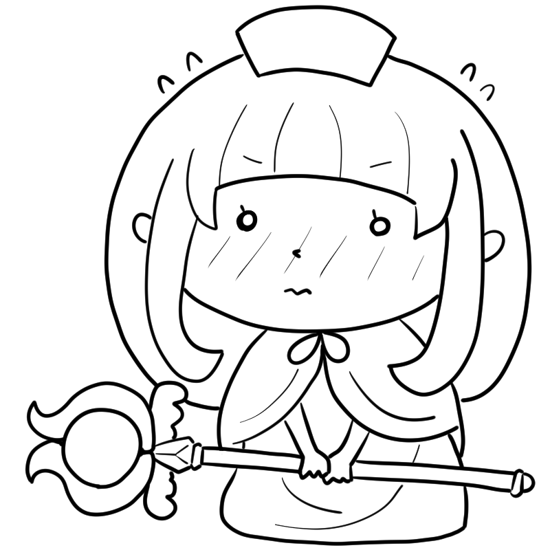 恥ずかしそうな白魔法使いのかわいいぬり絵