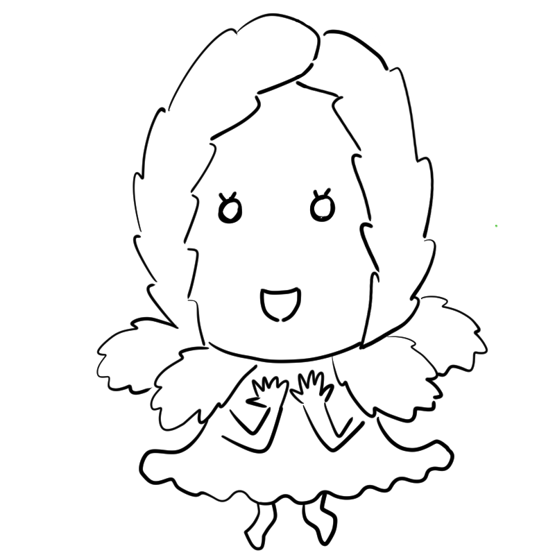 嬉しそうな白菜のかわいいぬり絵