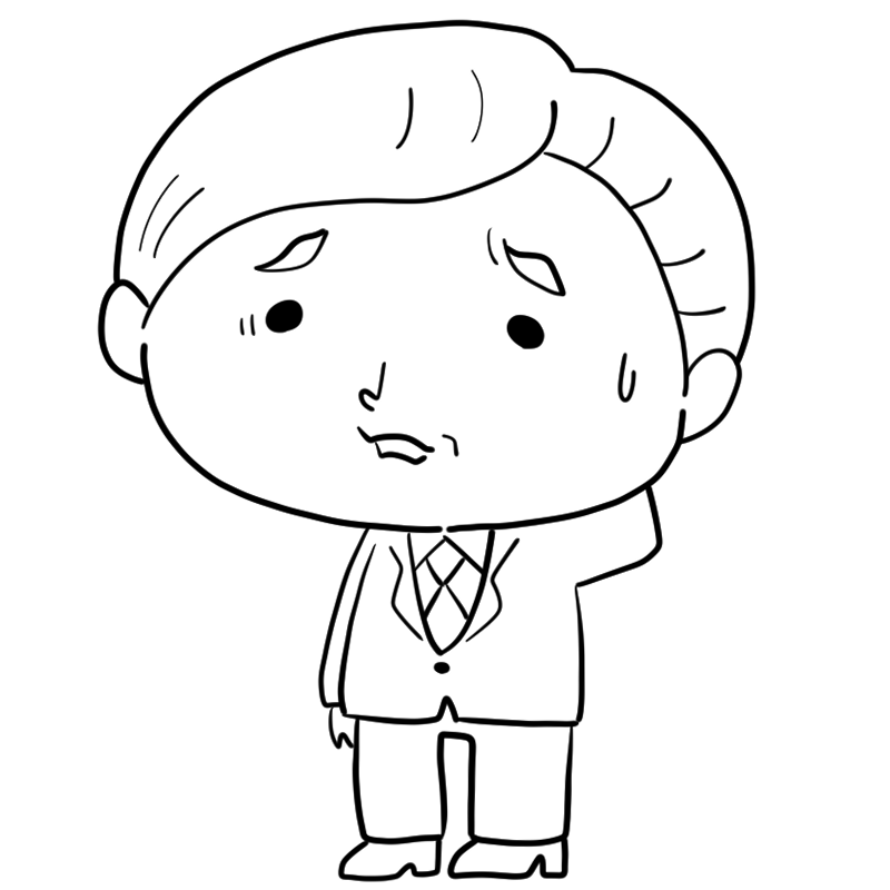 困る会社員のおじさんのかわいいぬり絵