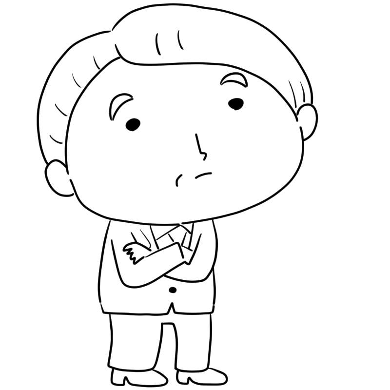 考えるスーツの中年男性のかわいいぬり絵
