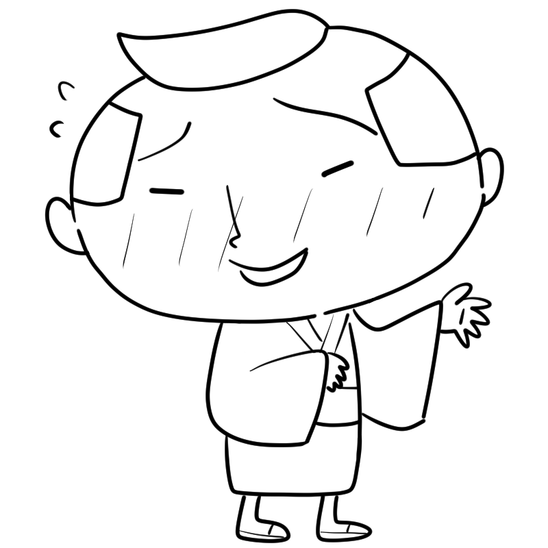 照れる江戸町人の男のかわいいぬり絵
